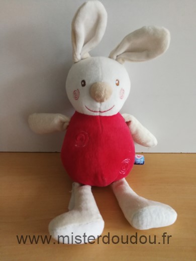 Doudou Lapin Sucre d orge Rouge blanc 