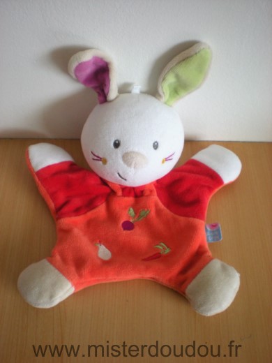 Doudou Lapin Sucre d orge Rouge orange blanc radis carotte 