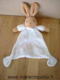 Doudou Lapin Takinou Blanc avec un ours ange brodé 