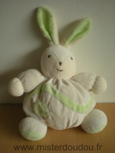 Doudou Lapin Takinou Blanc vert 