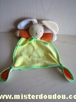 Doudou Lapin Takinou Jaune  orange beige brodé takinou en vert 