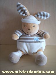 Doudou Lapin Takinou Rayé beige blanc, écru 