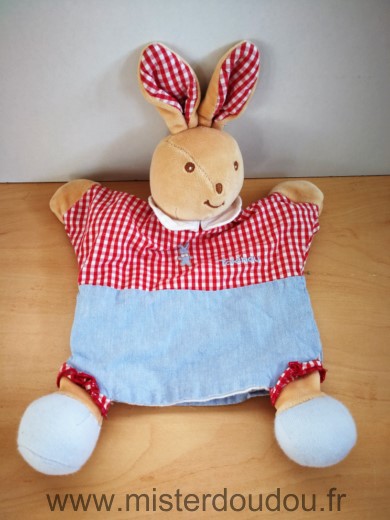 Doudou Lapin Takinou Rouge vichy bleu 