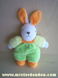 Doudou Lapin Takinou Vert jaune orange blanc Pas d'étiquette : takinou ?