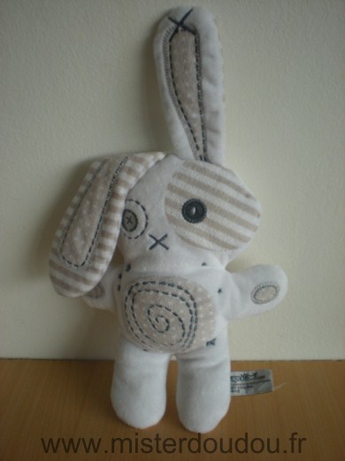 Doudou Lapin Tape à l oeil Blanc beige 