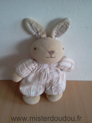 Doudou Lapin Tartine et chocolat Beige blanc 