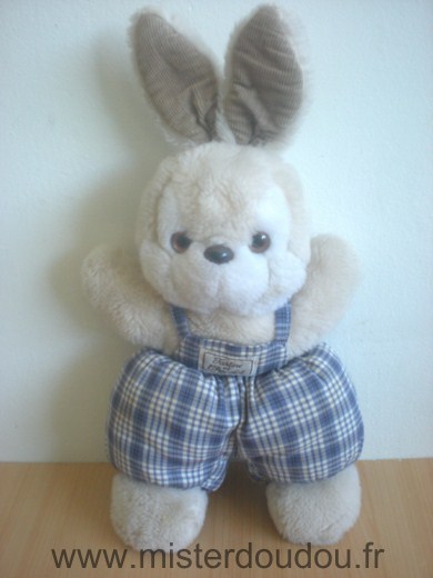 Doudou Lapin Tartine et chocolat Beige salopette beue 