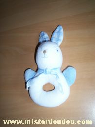 Doudou Lapin Tartine et chocolat Blanc bleu 