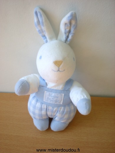 Doudou Lapin Tartine et chocolat Blanc bleu 