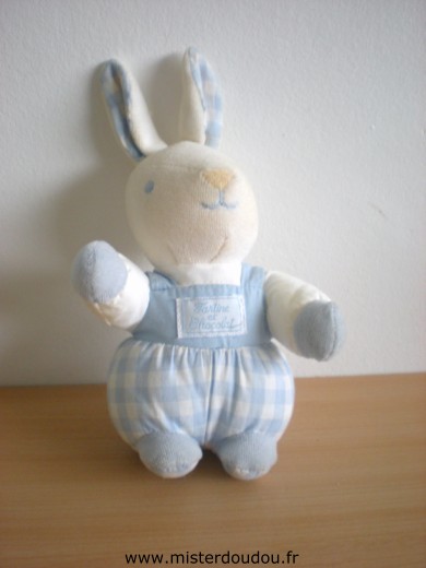 Doudou Lapin Tartine et chocolat Blanc bleu 