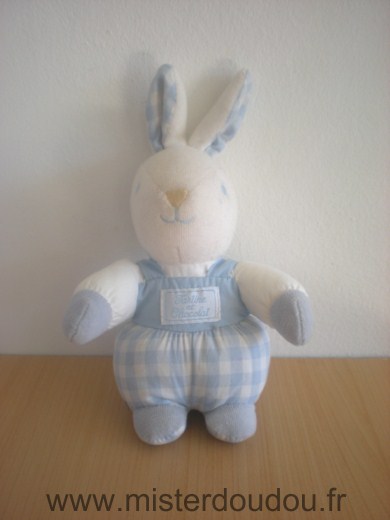 Doudou Lapin Tartine et chocolat Blanc bleu 