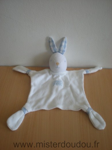 Doudou Lapin Tartine et chocolat Blanc bleu 