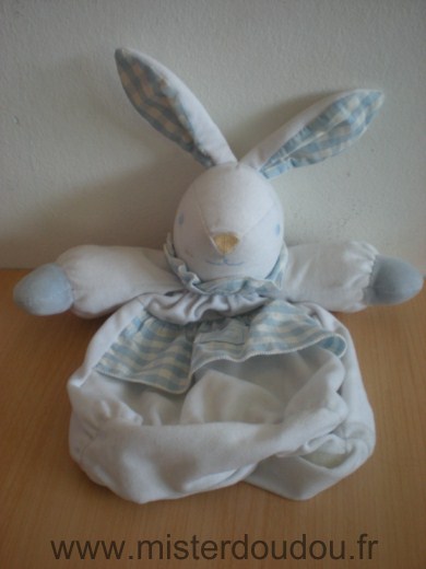 Doudou Lapin Tartine et chocolat Blanc bleu Range pyjama