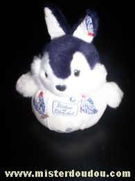 Doudou Lapin Tartine et chocolat Blanc / bleu marine / motifs 