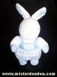 Doudou Lapin Tartine et chocolat Blanc bleu vichy 