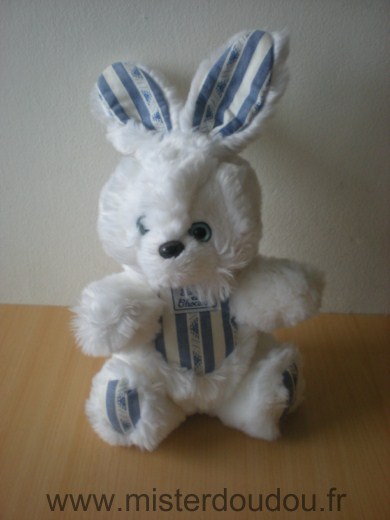 Doudou Lapin Tartine et chocolat Blanc bleu yeux bleus clairs 