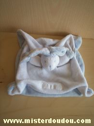 Doudou Lapin Tartine et chocolat Blanc dessus bleu clair dessous 