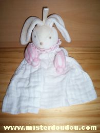 Doudou Lapin Tartine et chocolat Blanc rose Lapin plat en tissu lange