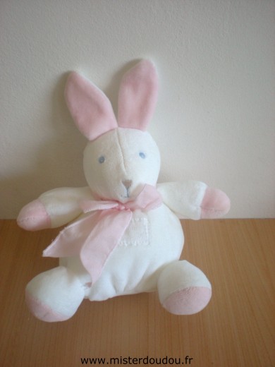 Doudou Lapin Tartine et chocolat Blanc rose 