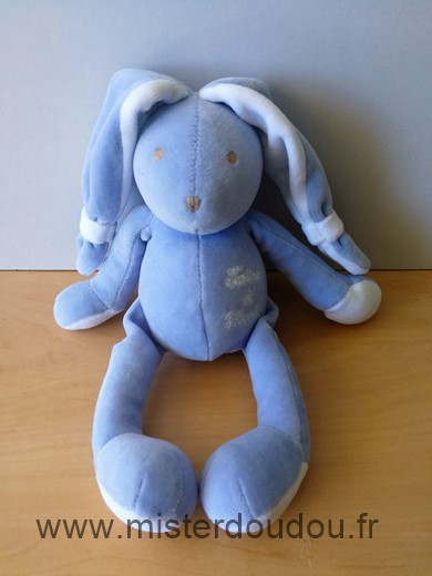 Doudou Lapin Tartine et chocolat Bleu blanc 