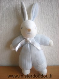 Doudou Lapin Tartine et chocolat Bleu blanc 