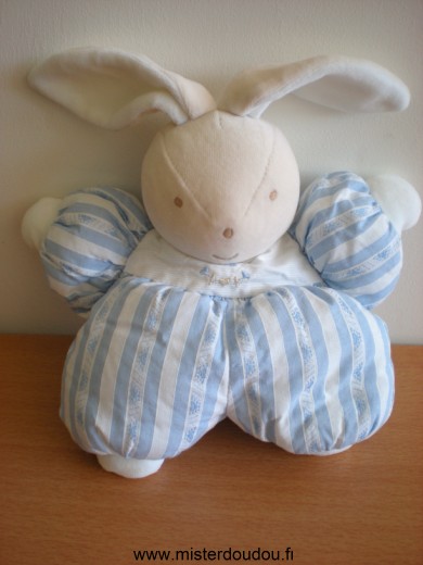 Doudou Lapin Tartine et chocolat Bleu blanc 