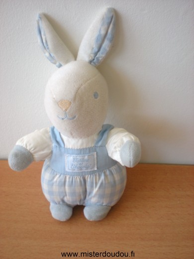 Doudou Lapin Tartine et chocolat Bleu blanc 