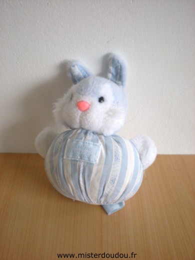 Doudou Lapin Tartine et chocolat Bleu blanc 