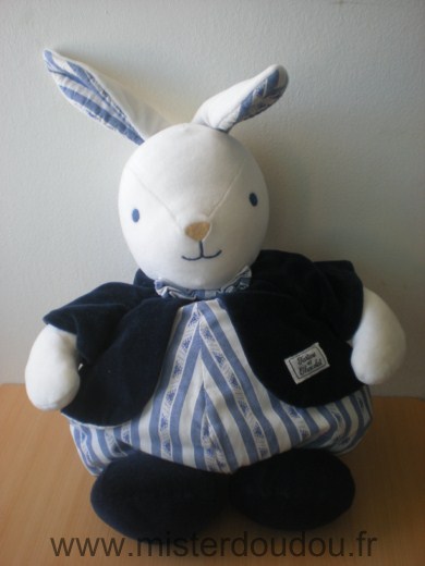 Doudou Lapin Tartine et chocolat Bleu blanc 