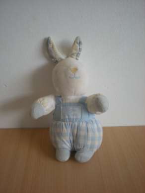 Doudou Lapin Tartine et chocolat Bleu blanc 