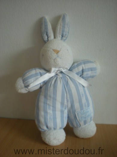 Doudou Lapin Tartine et chocolat Bleu blanc raye 