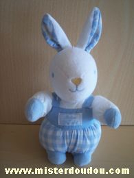 Doudou Lapin Tartine et chocolat Carreaux bleus blancs 