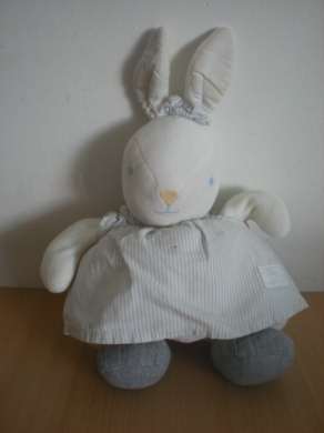 Doudou Lapin Tartine et chocolat Rayé mauve blanc 