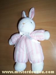 Doudou Lapin Tartine et chocolat Rayé rose / blanc 