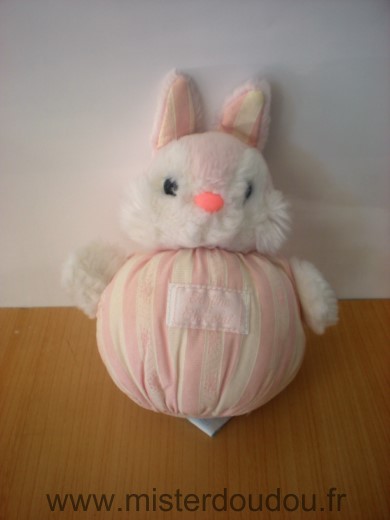 Doudou Lapin Tartine et chocolat Rose blanc 