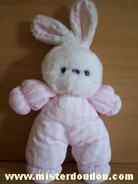 Doudou Lapin Tartine et chocolat Rose blanc Yeux bleus clairs (bille)