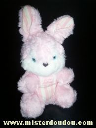 Doudou Lapin Tartine et chocolat Rose / blanc 