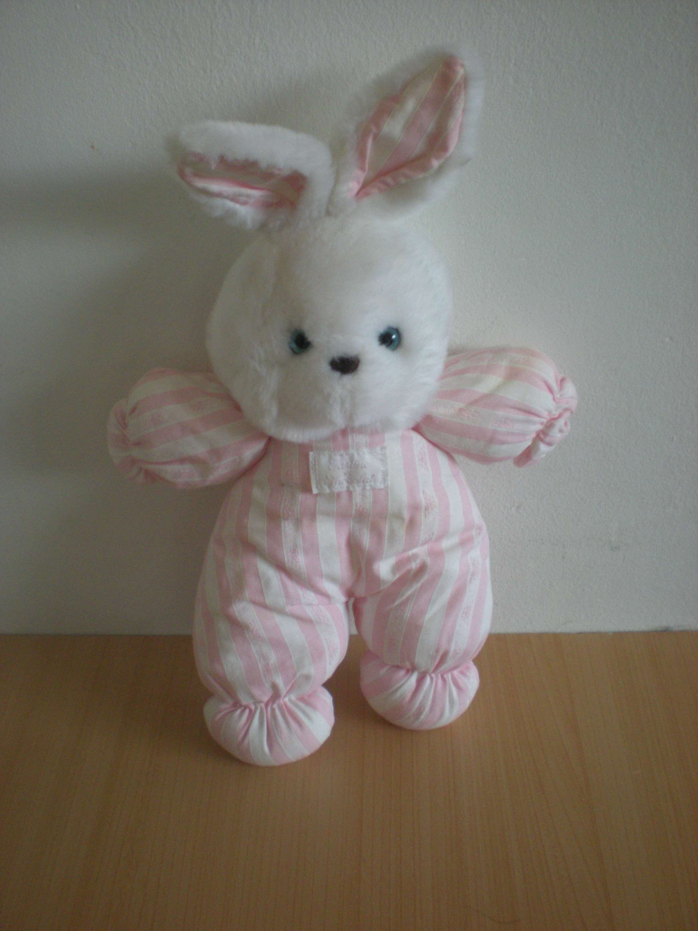 Doudou Lapin Tartine et chocolat Rose blanc 