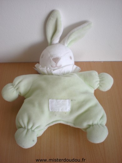 Doudou Lapin Tartine et chocolat Vert blanc 