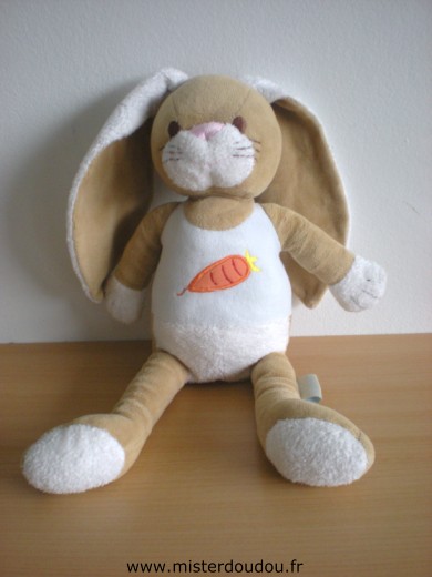 Doudou Lapin Tcf Beige blanc carotte 