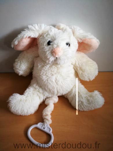 Doudou Lapin Teddykompaniet Blanc rose lollan 