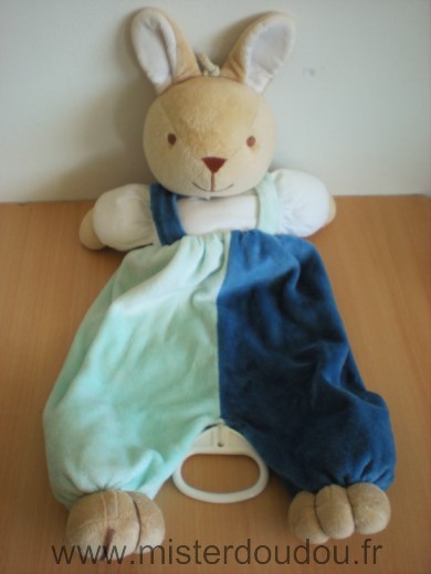 Doudou Lapin Tex Blanc bleu vert Boite musicale ne fonctionne pas