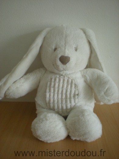 Doudou Lapin Tex Blanc nez beige 