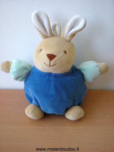 Doudou Lapin Tex Bleu beige 