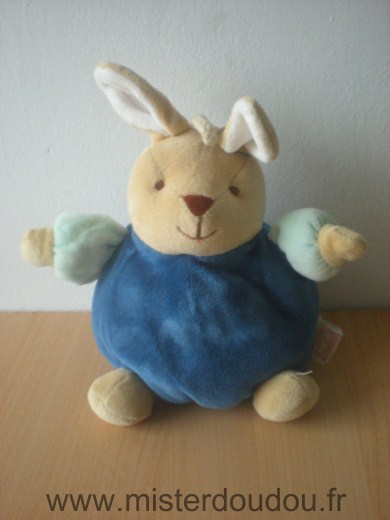 Doudou Lapin Tex Bleu bleu turequoise beige 