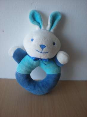 Doudou Lapin Tex Bleu bleu turquoise 