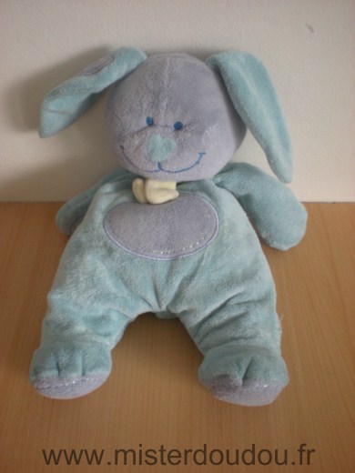 Doudou Lapin Tex Bleu écharpe verte 