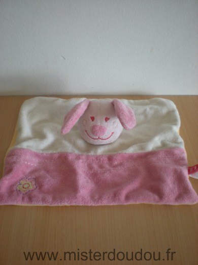 Doudou Lapin Tex Ecru rose orange dessous 