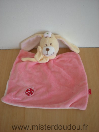 Doudou Lapin Tex Rose coccinelle rouge 