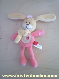 Doudou Lapin Tex Rose coccinelle rouge 